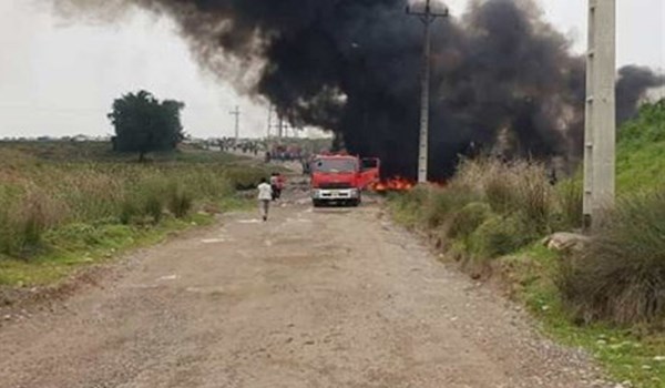 اندلاع حريق في خط انبوب البنزين بمدينة الشوش