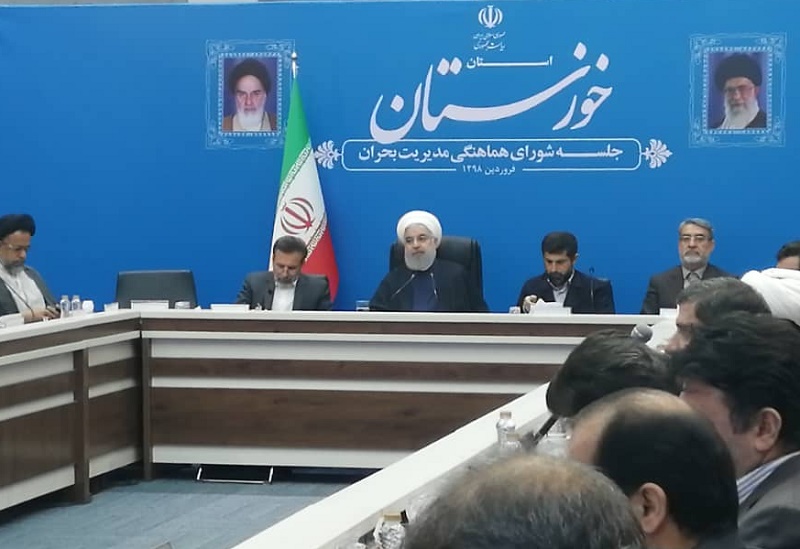 روحاني يرأس إجتماع لجنة ادارة الازمة في خوزستان