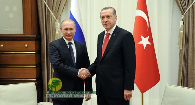 الرئيس التركي رجب طيب اردوغان خلال لقائه بوتين يؤكد أن نتائج المباحثات ستساهم في معالجة الوضع في ادلب (سبوتنيك)