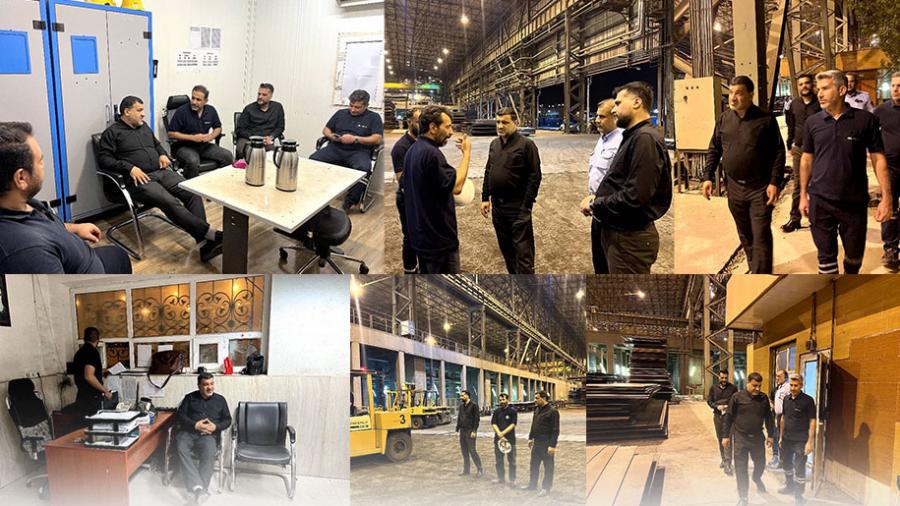 زيارة ليلية لمدير شركة أكسين خوزستان للصلب لمناطق مختلفة من المصنع