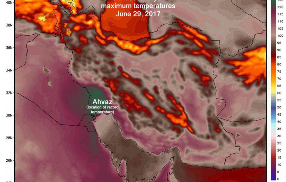 مدینة الأهواز تسجل اعلى درجة حرارة في ایران