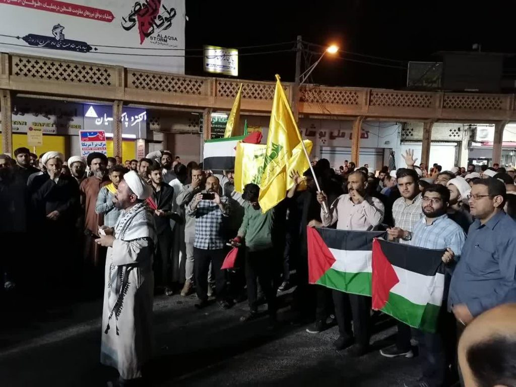 مظاهرات ليلية بأرجاء خوزستان تندد بمجزرة المستشفى في غزة + صور