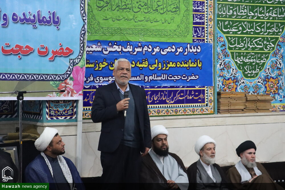 للتعرف علی مشاکلهم.. ممثل قائد الثورة الاسلامیة في خوزستان یلتقي باهالي الشعیبیة + صور